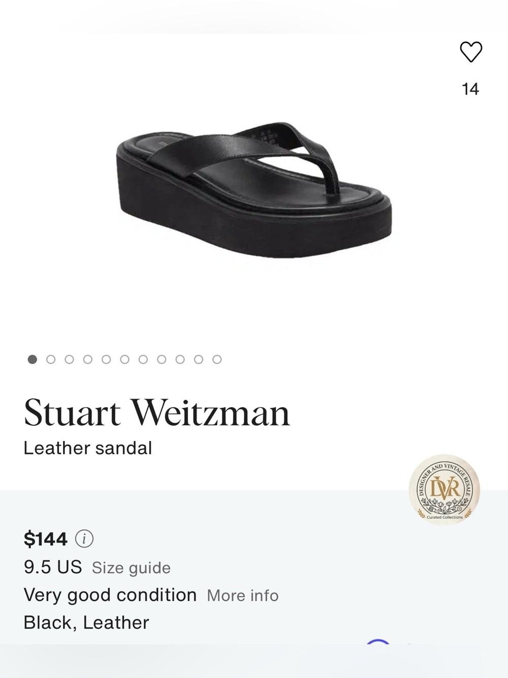 Stuart Weitzman Black Platform Thong Flip Flop Sandals Size 9B - Picture 8 of 8